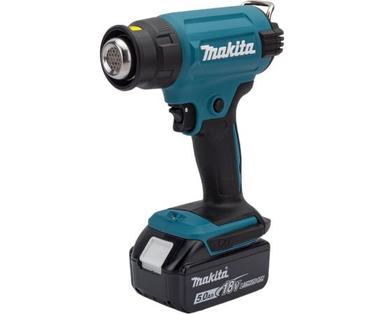 Аккумуляторный тепловой пистолет (фен) Makita LXT 18В, 550 град, кейс MakPac,насадки, 5.0 Ач х 1, з/у DHG180RT1J – изображение 7