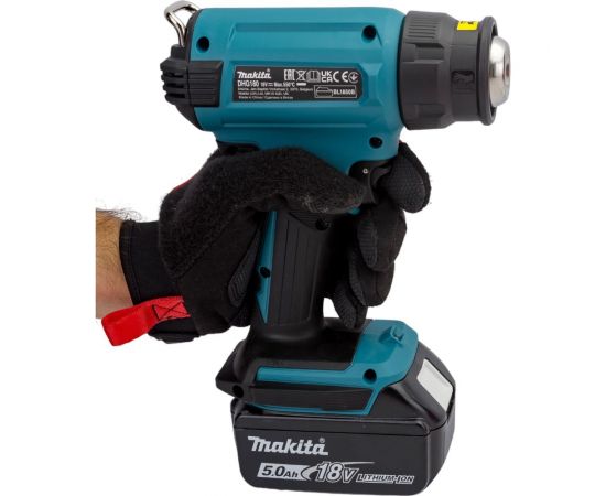 Аккумуляторный тепловой пистолет (фен) Makita LXT 18В, 550 град, кейс MakPac,насадки, 5.0 Ач х 1, з/у DHG180RT1J – изображение 9