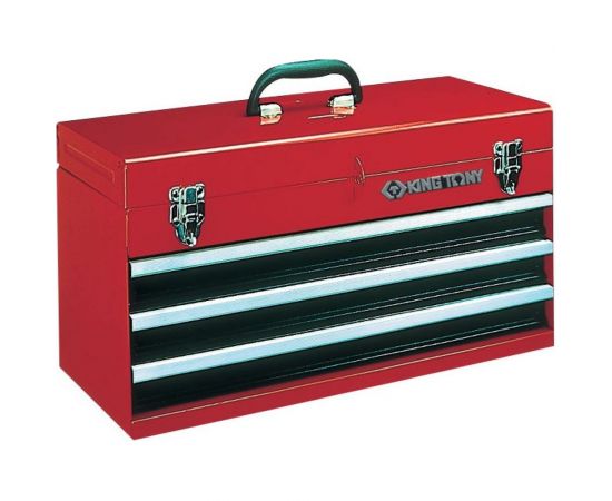 Красный инструментальный ящик (3 ящика и отсек) KING TONY 87401-3 (металлический) 