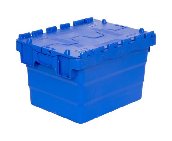 Ящик Sembol Plastik п/э 400x300x264 сплошной синий с крышкой 21815 