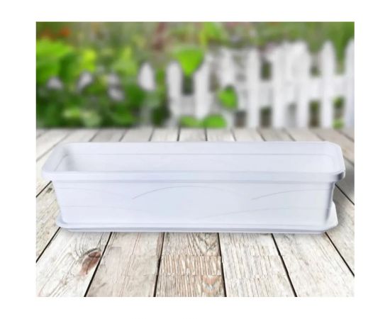 Балконный ящик Осколпласт с поддоном, белый 006-01 