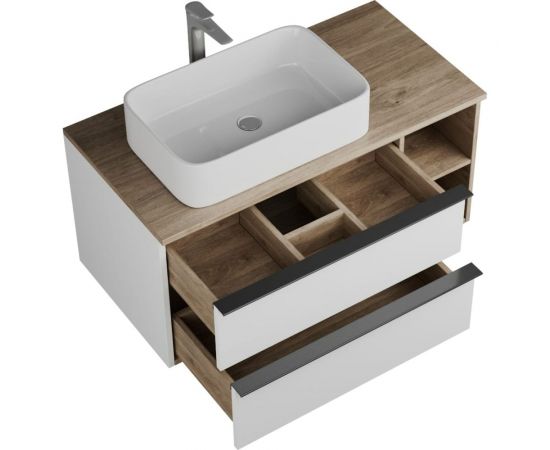 Тумба Veneciana SANGRO 100 под накладной умывальник, с 2-мя ящиками+ниши, белый 510011 – изображение 2