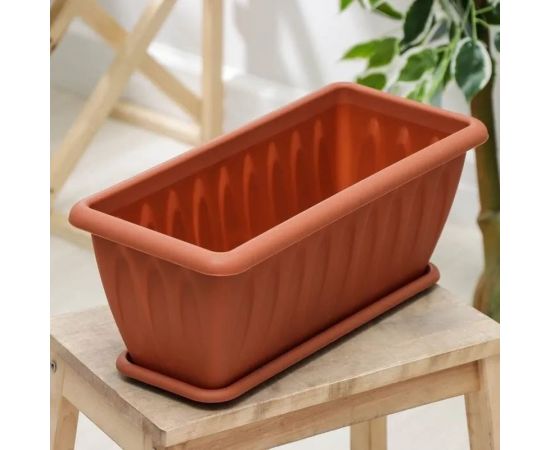 Ящик для растений с дренажной решеткой Martika Фелиция 40 см, терракотовый С186-05-ТЕР – изображение 2