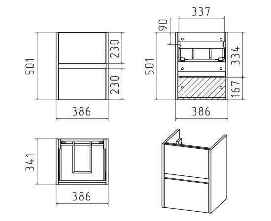 Подвесная тумба Misty Алиса - 40 2 ящика, белая эмаль Э-Али01040-011П2Я – изображение 2