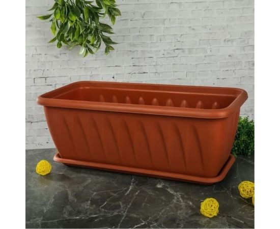 Ящик для растений с дренажной решеткой Martika Фелиция 40 см, терракотовый С186-05-ТЕР – изображение 3