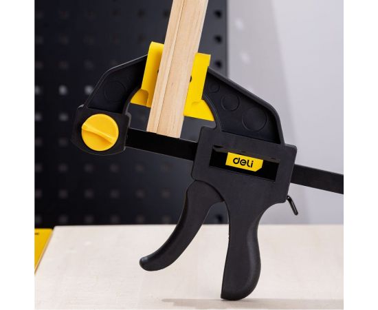 Быстрозажимная пистолетная струбцина DELI dl110118 450x70мм, стальная рама, пластиковые губки, макс.усилие до 750Н 112020 – изображение 4