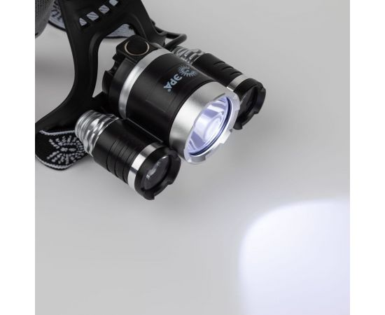 Налобный светодиодный фонарь ЭРА GA-809 аккумуляторный, алюминиевый, 3 режима, трехламповый High Power Headlamp, Б0056111 – изображение 4