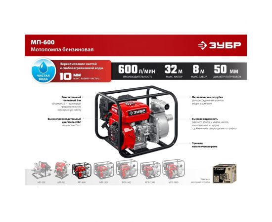 Бензиновая мотопомпа ЗУБР МП-600 – изображение 12