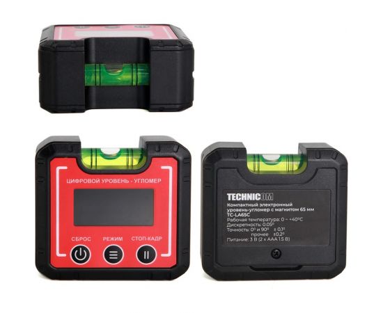 Компактный электронный уровень-угломер TECHNICOM с магнитом, 65 мм TC-LA65C – изображение 13