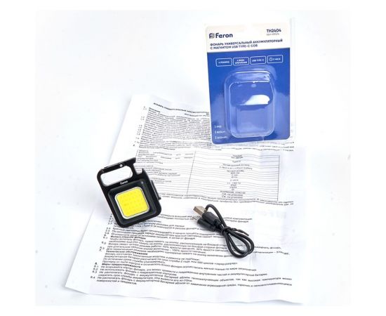 Универсальный аккумуляторный фонарь FERON th2404 с магнитом, usb type-c cob, пластик/алюминий 48524 – изображение 7