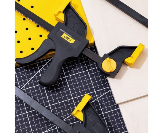 Быстрозажимная пистолетная струбцина DELI dl110106 150x70мм, стальная рама, пластиковые губки, макс.усилие до 750Н 112011 – изображение 10