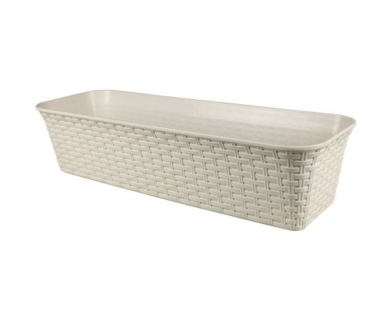 Балконный ящик Violet Ротанг 63 см, с дренажем, слоновая кость 3560026 