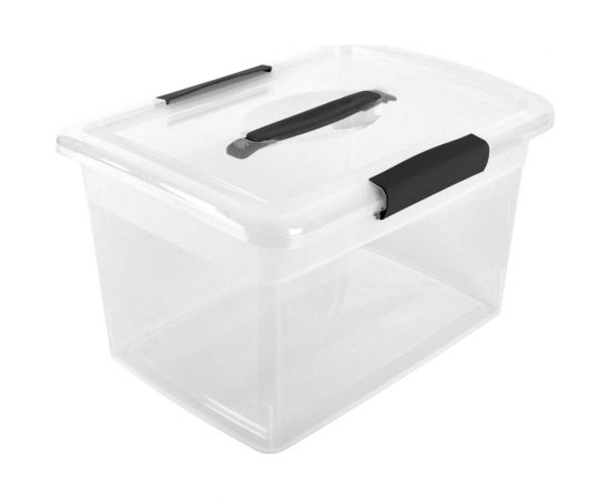 Ящик для хранения Branq Laconic с защелками и ручкой, 14 л, небесный, прозрачный BQ2525НБСПР 