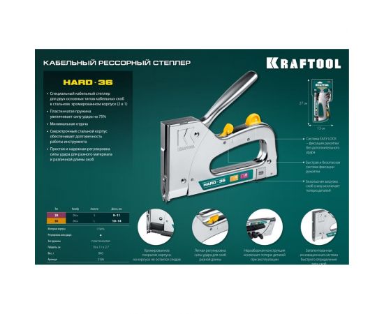 Кабельный рессорный степлер KRAFTOOL Hard-36 тип 36(10-14мм/28 3186 – изображение 12
