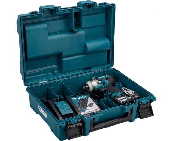 Аккумуляторный ударный гайковерт Makita бесщеточный, 18 В, 1x5 Ач Li-ion, 0-1800/2600/3500у/м, 280 Нм, квадрат 1/2"", 1.7 кг, кор., подсв, М10-М20, кейс DTW285RTK – изображение 3