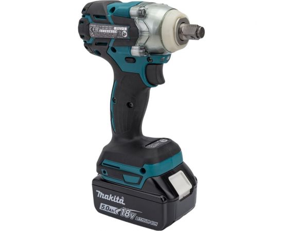 Аккумуляторный ударный гайковерт Makita бесщеточный, 18 В, 1x5 Ач Li-ion, 0-1800/2600/3500у/м, 280 Нм, квадрат 1/2"", 1.7 кг, кор., подсв, М10-М20, кейс DTW285RTK – изображение 5