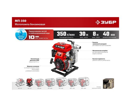 Бензиновая мотопомпа ЗУБР 350 л/мин МП-350 – изображение 13