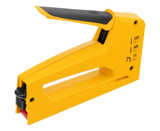 Мебельный степлер Denzel алюминиевый корпус, тип 53, 6-14 мм, тип 300, 15 мм, тип 500, 15 мм 40214 – изображение 2