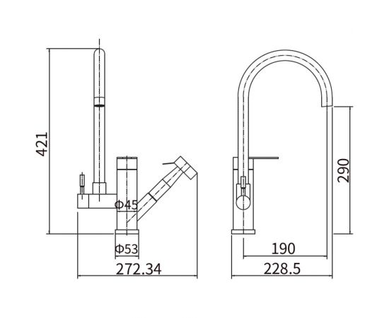 Смеситель для кухни FASHUN из SUS 304, с пистолетом-распылителем A56005 – изображение 2