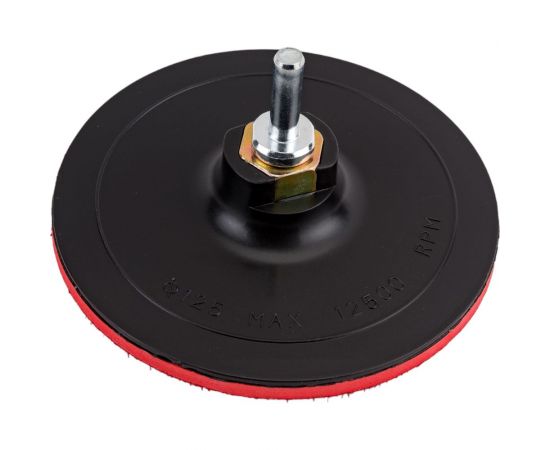 Тарелка тонкая опорная шлифовальная 125 мм c основой под velcro и гайкой М14 на ушм с адаптером на дрель Targ 663309 – изображение 2