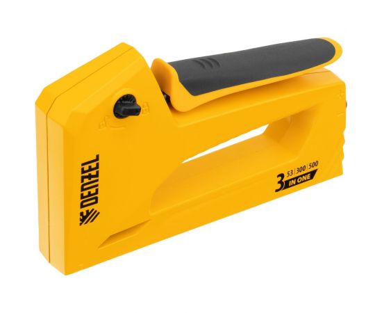 Мебельный степлер Denzel алюминиевый корпус, тип 53, 6-14 мм, тип 300, 15 мм, тип 500, 15 мм 40214 – изображение 3