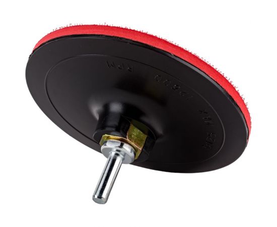 Тарелка тонкая опорная шлифовальная 125 мм c основой под velcro и гайкой М14 на ушм с адаптером на дрель Targ 663309 – изображение 3