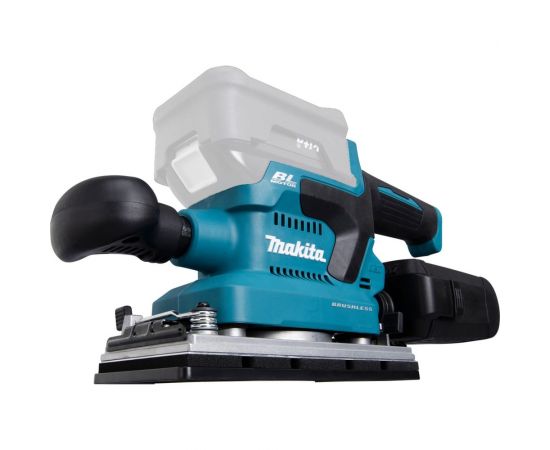 Вибрационная шлифмашина Makita LXT, BL, 18 В, XPT, 93x228 мм, 4000-12000 об/мин, ампл. 2.0 мм, 1.5 кг, кор., пылесборник, зажим, без аккум. и ЗУ DBO380Z – изображение 4