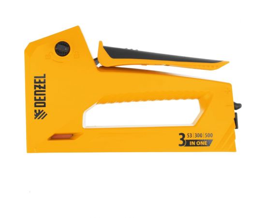 Мебельный степлер Denzel алюминиевый корпус, тип 53, 6-14 мм, тип 300, 15 мм, тип 500, 15 мм 40214 – изображение 4
