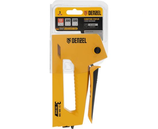 Мебельный степлер Denzel алюминиевый корпус, тип 53, 6-14 мм, тип 300, 15 мм, тип 500, 15 мм 40214 – изображение 8