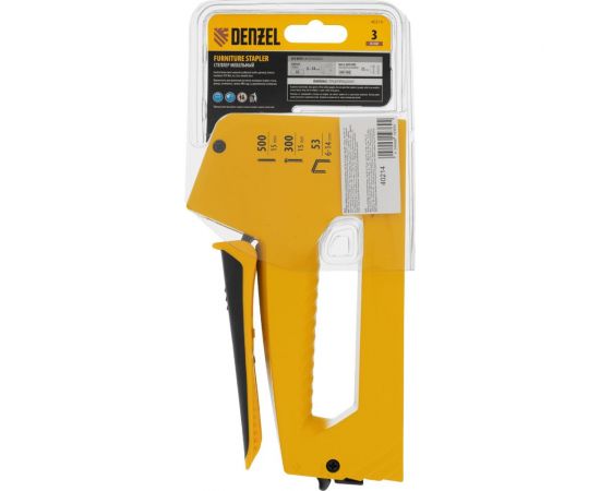 Мебельный степлер Denzel алюминиевый корпус, тип 53, 6-14 мм, тип 300, 15 мм, тип 500, 15 мм 40214 – изображение 9
