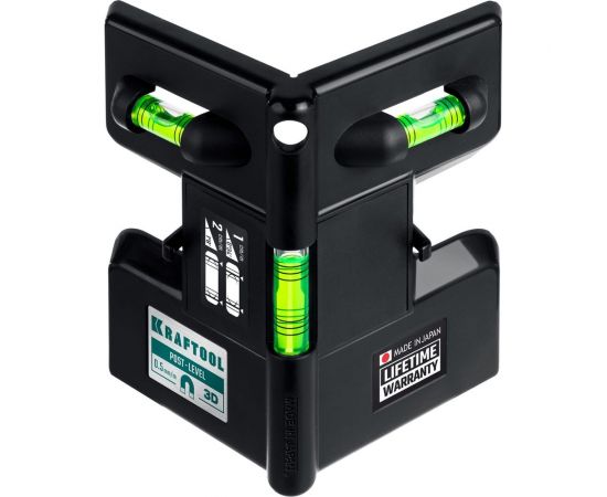 Магнитный угловой уровень KRAFTOOL Post level 3 глазка 34788 