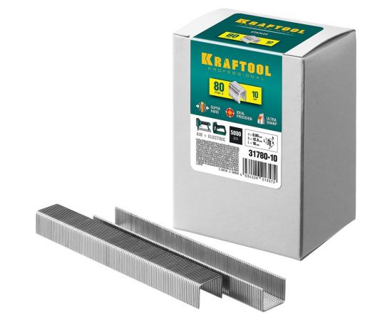 Закаленные скобы для степлера Kraftool тип 80 10 мм 5000 шт. 31780-10 