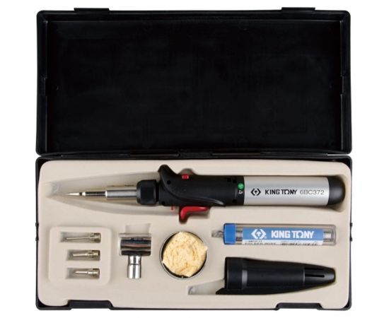 Горелка газовая паяльник KING TONY с комплектом сменных насадок 6BC3007 