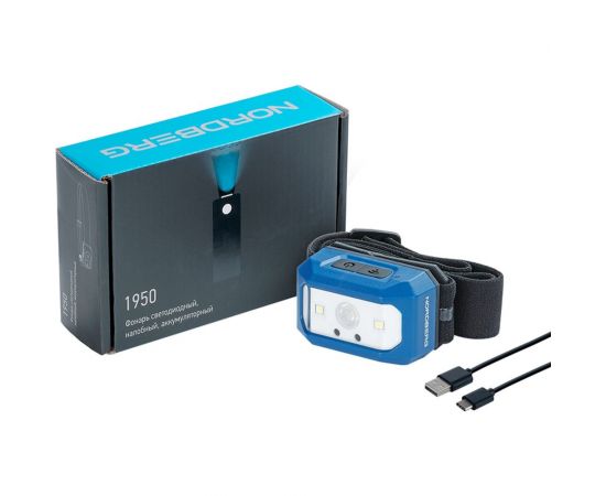 Светодиодный аккумуляторный налобный фонарь NORDBERG 3,7 В 1950 