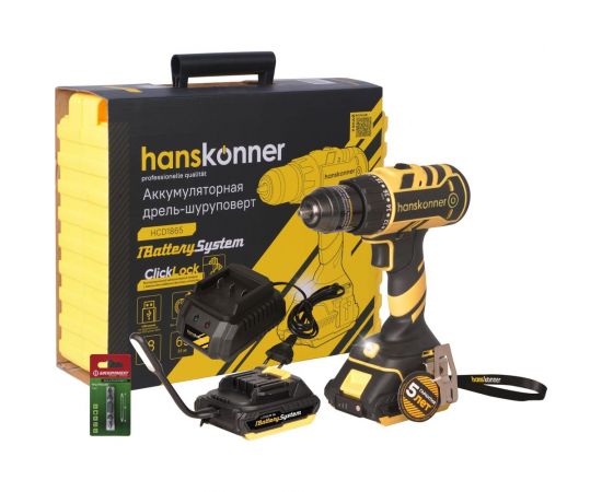 Аккумуляторный шуруповерт Hanskonner HCD1865 