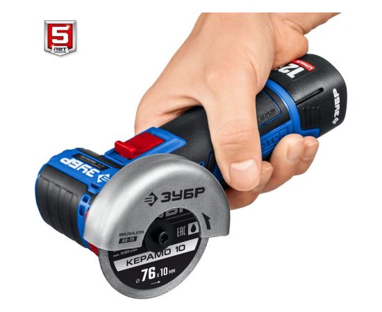 Бесщеточная угловая шлифмашина ЗУБР Профессионал 12 В, 2 АКБ, в сумке AB-76-22 – изображение 11