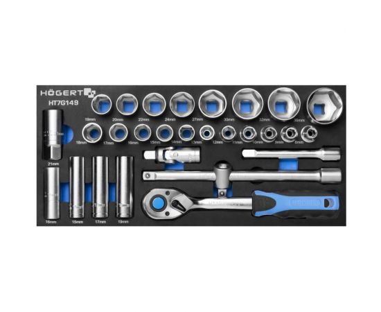 Инструментальная тележка HOEGERT TECHNIK 7 ящиков, боковое отделение, 544 инструмента HT7G050 – изображение 15