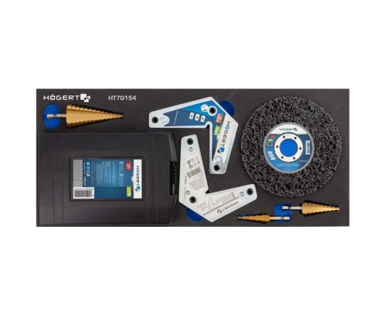 Инструментальная тележка HOEGERT TECHNIK 7 ящиков, боковое отделение, 544 инструмента HT7G050 – изображение 19