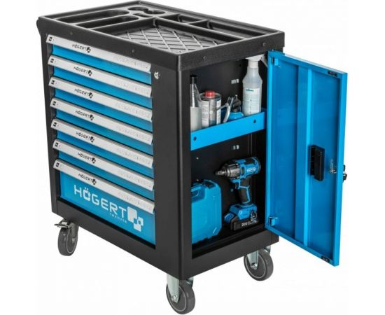 Инструментальная тележка HOEGERT TECHNIK 7 ящиков, боковое отделение, 544 инструмента HT7G050 – изображение 2