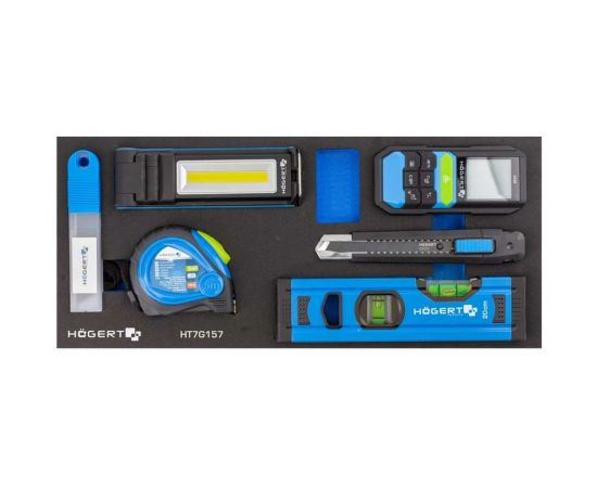 Инструментальная тележка HOEGERT TECHNIK 7 ящиков, боковое отделение, 544 инструмента HT7G050 – изображение 21