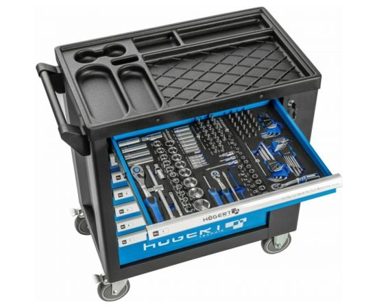 Инструментальная тележка HOEGERT TECHNIK 7 ящиков, боковое отделение, 544 инструмента HT7G050 – изображение 3