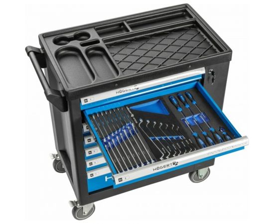 Инструментальная тележка HOEGERT TECHNIK 7 ящиков, боковое отделение, 544 инструмента HT7G050 – изображение 4