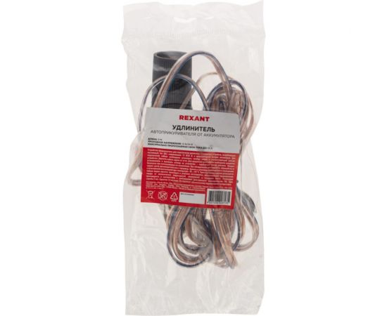Автомобильный удлинитель прикуривателя REXANT от аккумулятора с зажимами 3 м 16-0216 – изображение 5