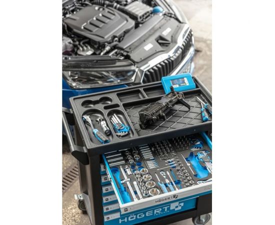 Инструментальная тележка HOEGERT TECHNIK 7 ящиков, боковое отделение, 544 инструмента HT7G050 – изображение 6