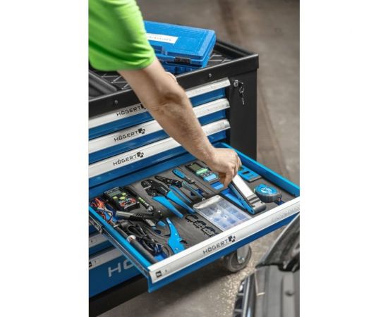 Инструментальная тележка HOEGERT TECHNIK 7 ящиков, боковое отделение, 544 инструмента HT7G050 – изображение 8
