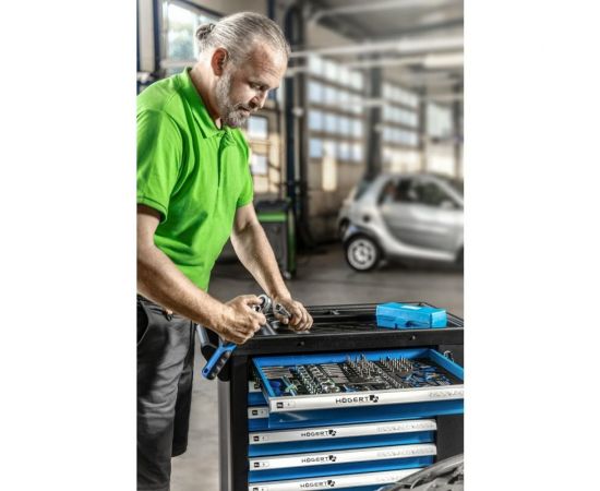 Инструментальная тележка HOEGERT TECHNIK 7 ящиков, боковое отделение, 544 инструмента HT7G050 – изображение 9