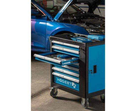 Инструментальная тележка HOEGERT TECHNIK 7 ящиков, боковое отделение, 544 инструмента HT7G050 – изображение 10
