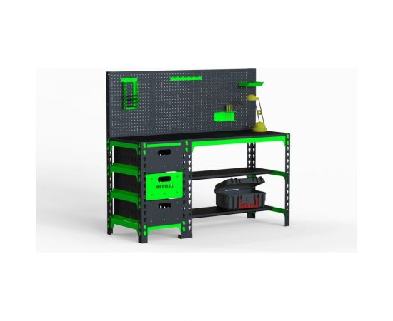 Металлический стол с выдвижными ящиками и перфопанелью ООО Металекс 750x1600x400 мм SBYF751640 