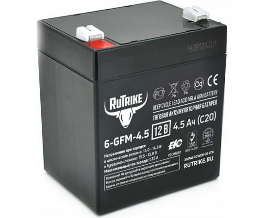 Тяговый аккумулятор Rutrike 6-GFM-4,5 (12V4,5A/H C20) 023936 