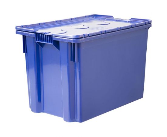 Ящик Тара.ру п/э 600х400х400, морозостойкий, сплошной, с крышкой, Safe PRO, синий 18440 